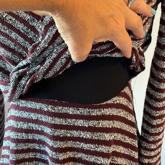 FREE PEOPLE mini dress fit and flare striped LIGHT SWEATER KNIT deep V neck S - Picture 8 of 14